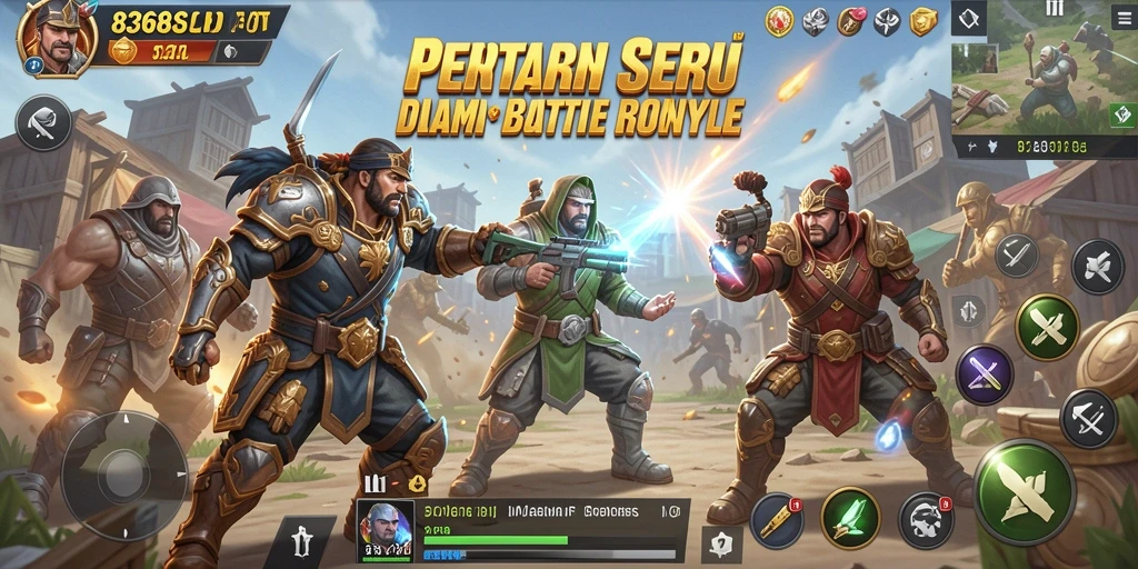 Tangkapan layar utama 8368SLOT menunjukkan aksi pertarungan intens Battle Royale.