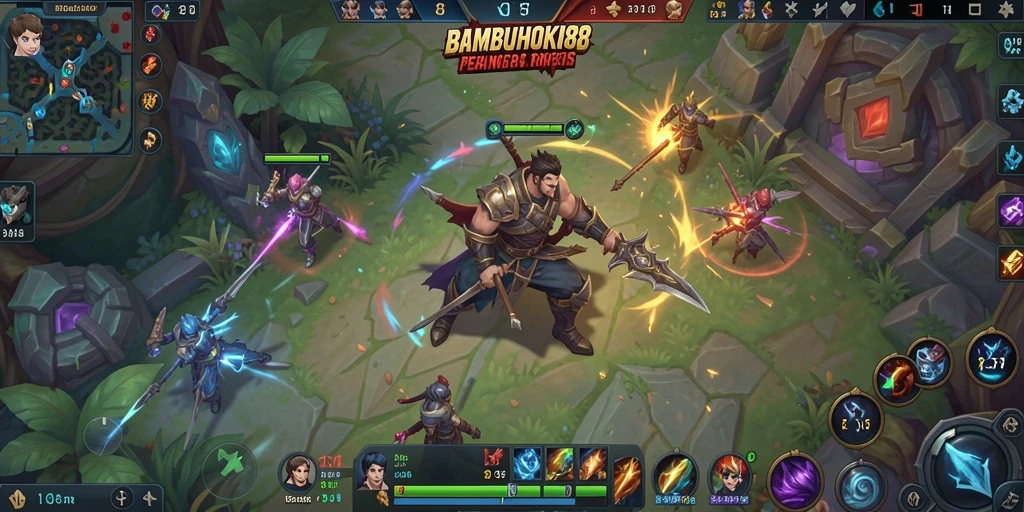 Tangkapan layar utama gameplay <strong>BAMBUHOKI88</strong> yang menunjukkan pertempuran intens.