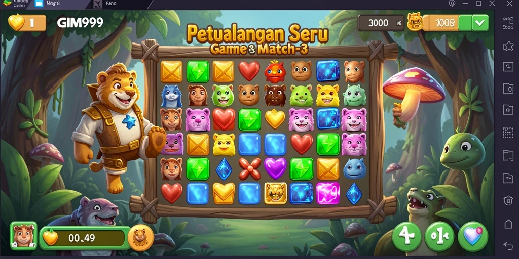 Tampilan gameplay menarik dalam GIM999 dengan tantangan seru match-3.