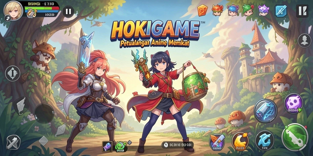 Tampilan menarik HOKIGAME dengan gameplay seru di dunia anime.