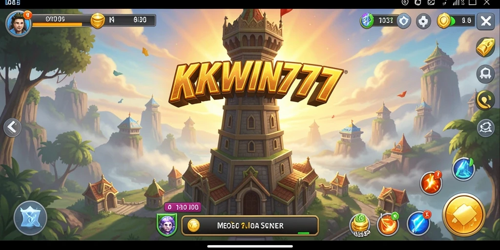 Tampilan gameplay menegangkan di KKWIN777 dengan menara yang strategis.