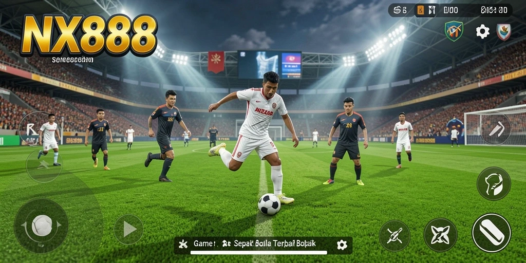 Tampilan gameplay NX888 yang mendebarkan saat mencetak gol.