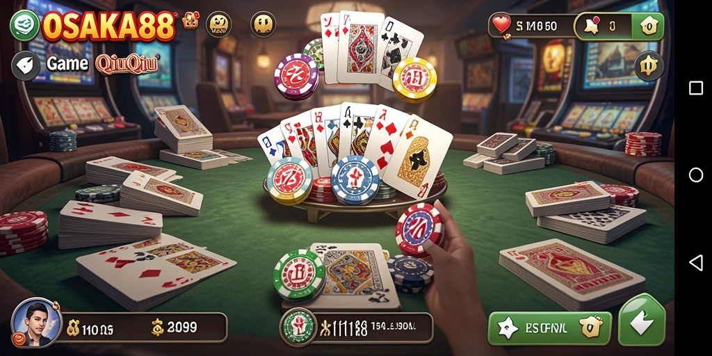 Tangkapan layar gameplay QiuQiu yang seru dan menegangkan di OSAKA88.