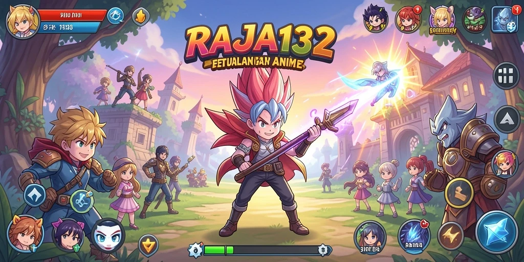 Tampilan gameplay menarik dari RAJA132 dengan karakter anime ikonik.