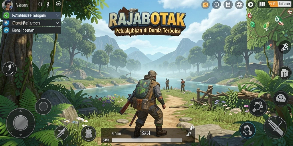 Screenshot gameplay RAJABOTAK dengan pemandangan terbuka yang menakjubkan.