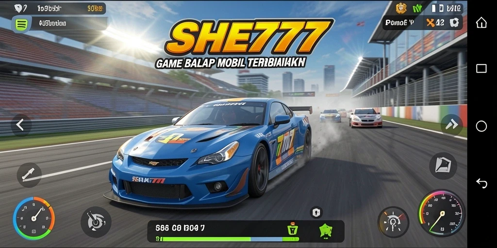 Tampilan menarik dari gameplay balap yang mendebarkan dalam SHE777.