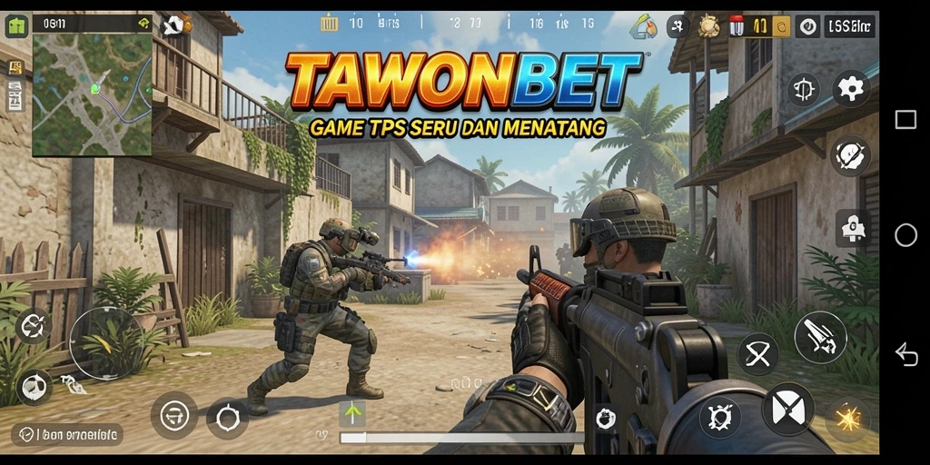 Tampilan dinamis gameplay TAWONBET di medan perang.