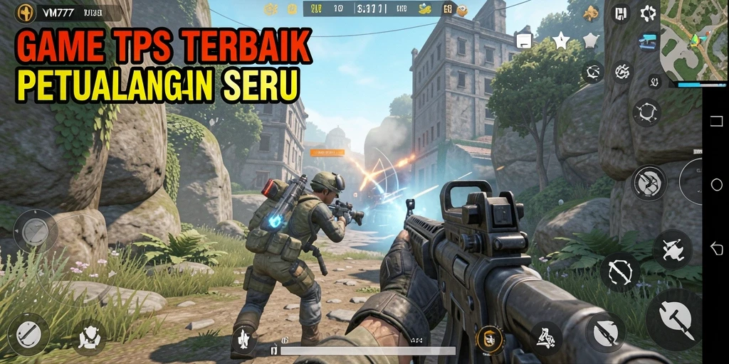 Tampilan gameplay seru dari VM777 saat bertarung di TPS.